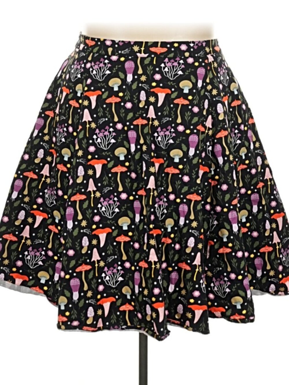 Eva Rose Mushroom Full Skirt Black 2X Plus Made in USA Modern Millie Cottagecore